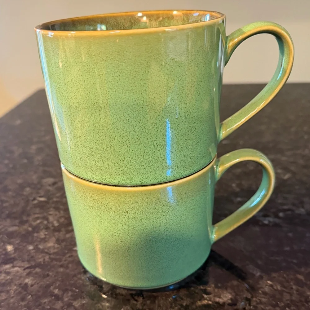 Pier 1 Imports Green Ceramic Mugs - Set of 2